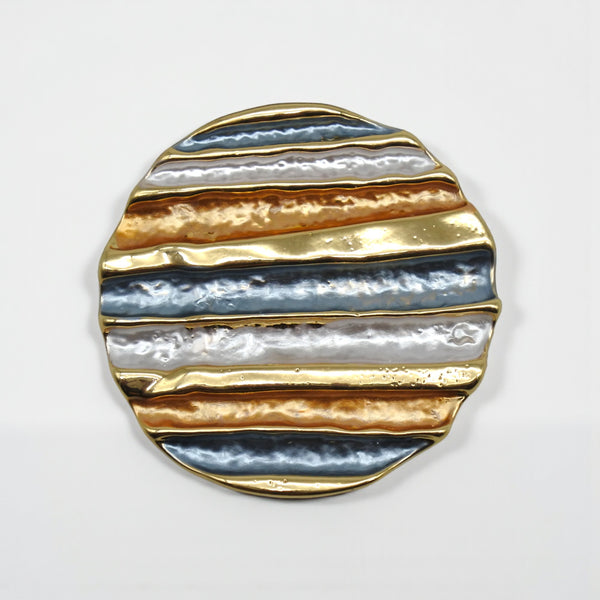 Brosa Dama Magnetica "Metallic Tides" Argintiu Cu Auriu Si Albastru Gri