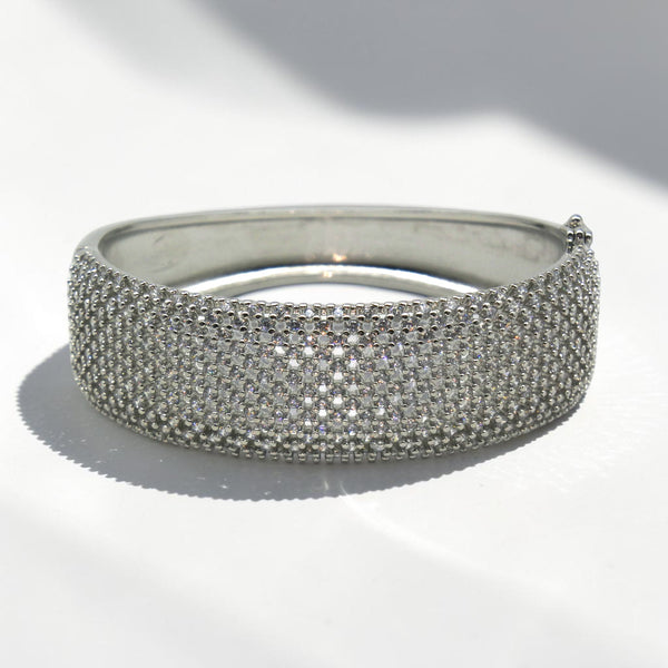Bratara fixa din inox "Radiant Cuff" cu Zirconiu, Argintiu