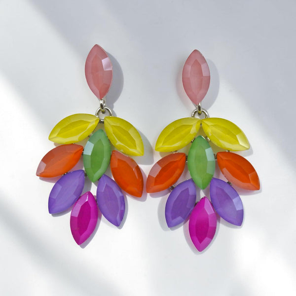 Cercei statement multicolori "Fiesta Sparkle" cu design tip cascada
